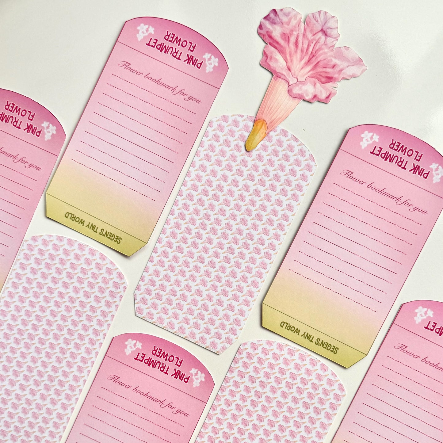 Pink Trumpet Flower Bookmark No.01
