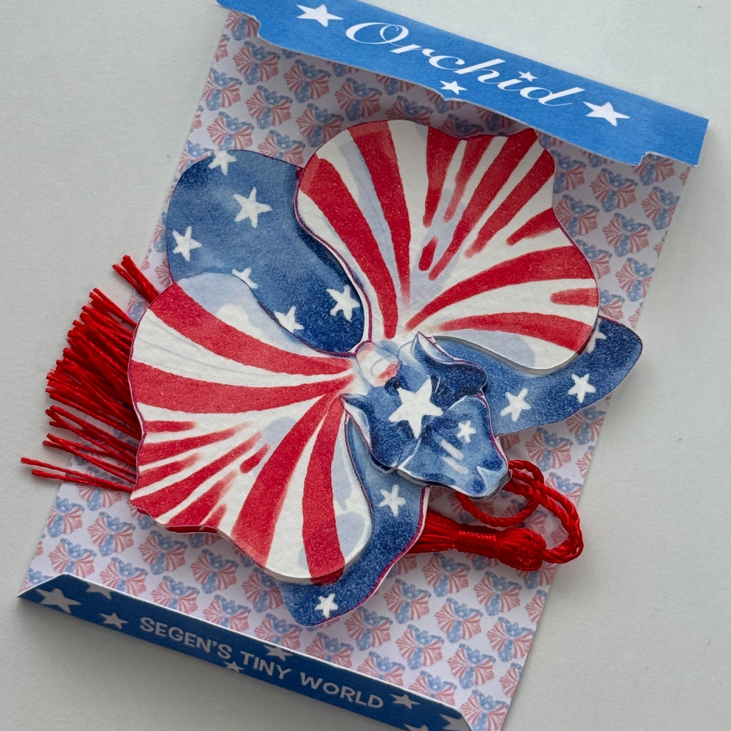 American Flag Orchid Flower Bookmark