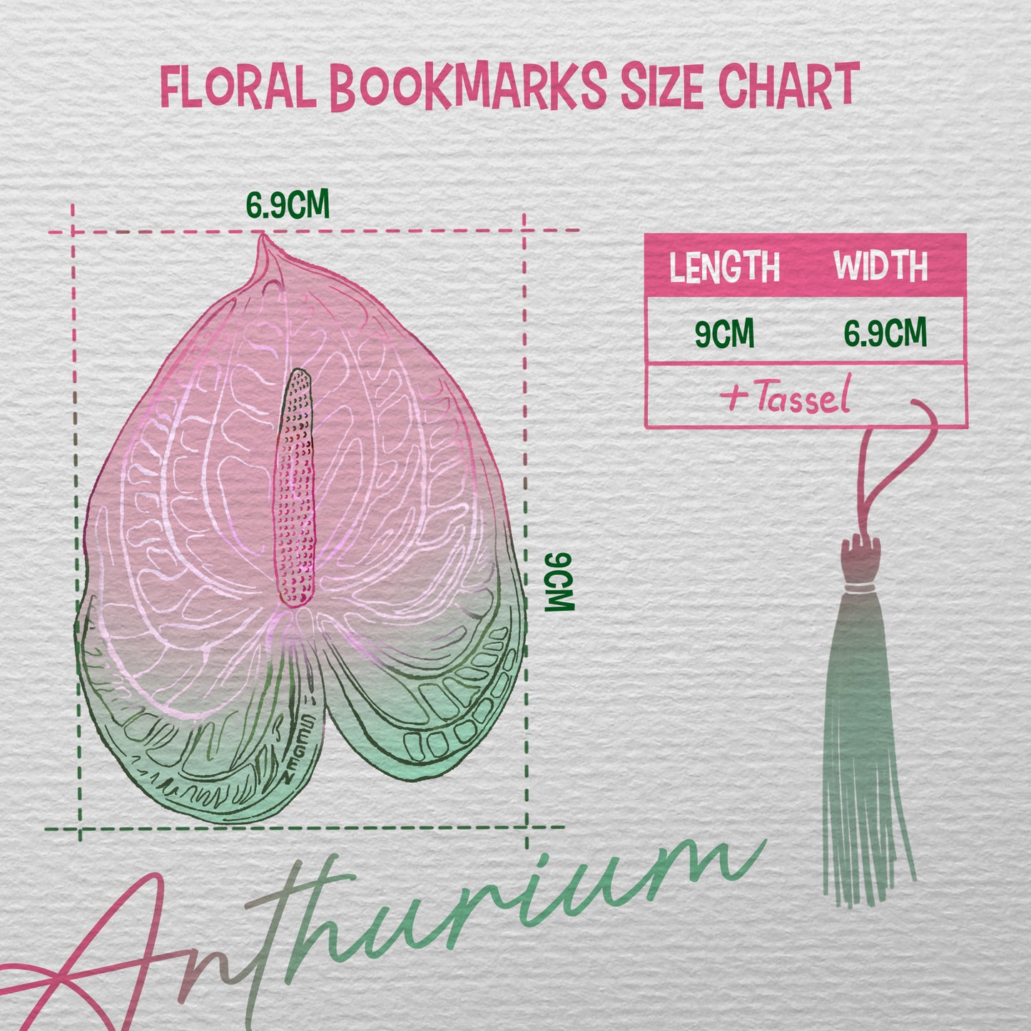 Anthurium Flower Bookmark No.01