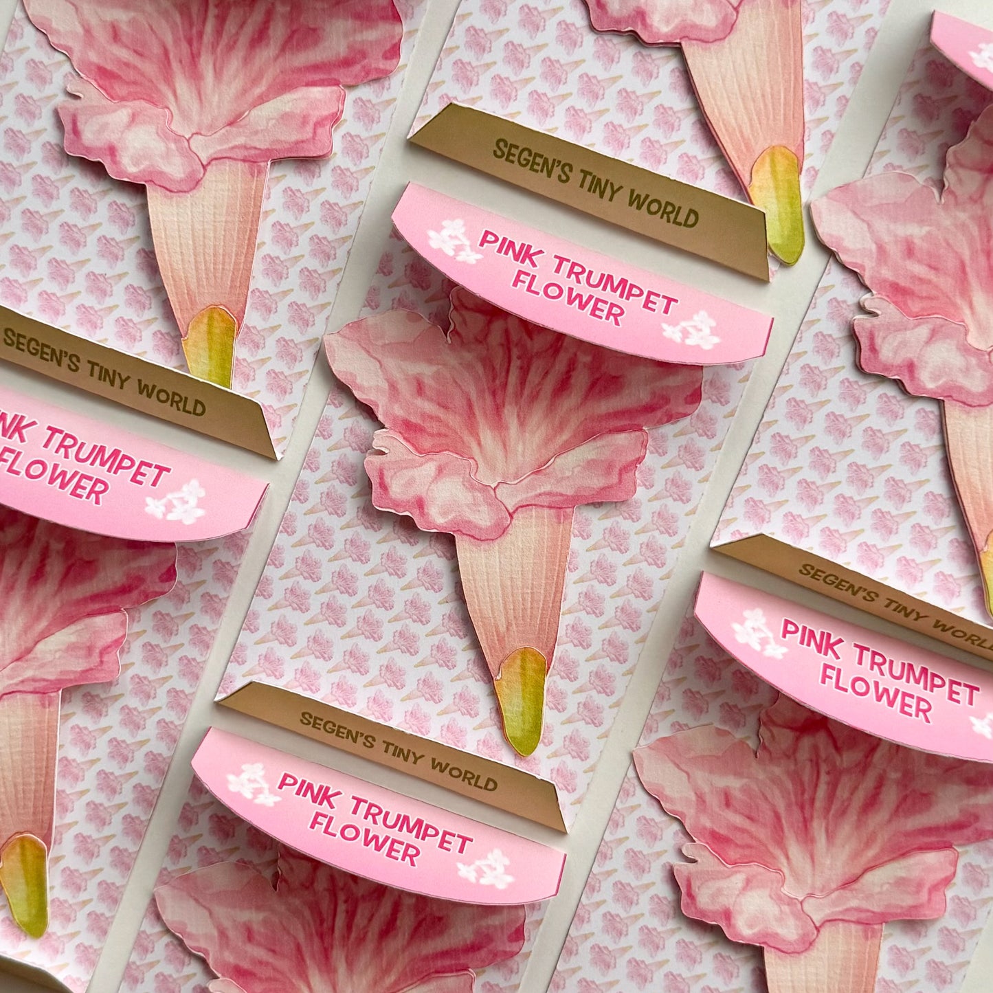 Pink Trumpet Flower Bookmark No.01