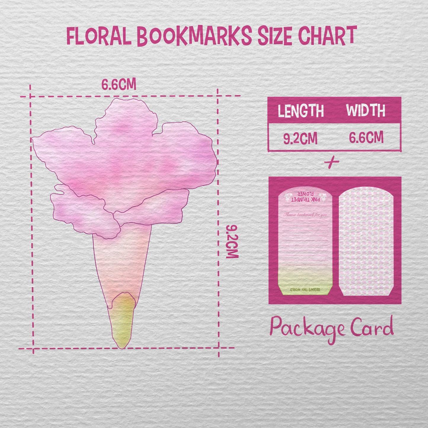 Pink Trumpet Flower Bookmark No.01